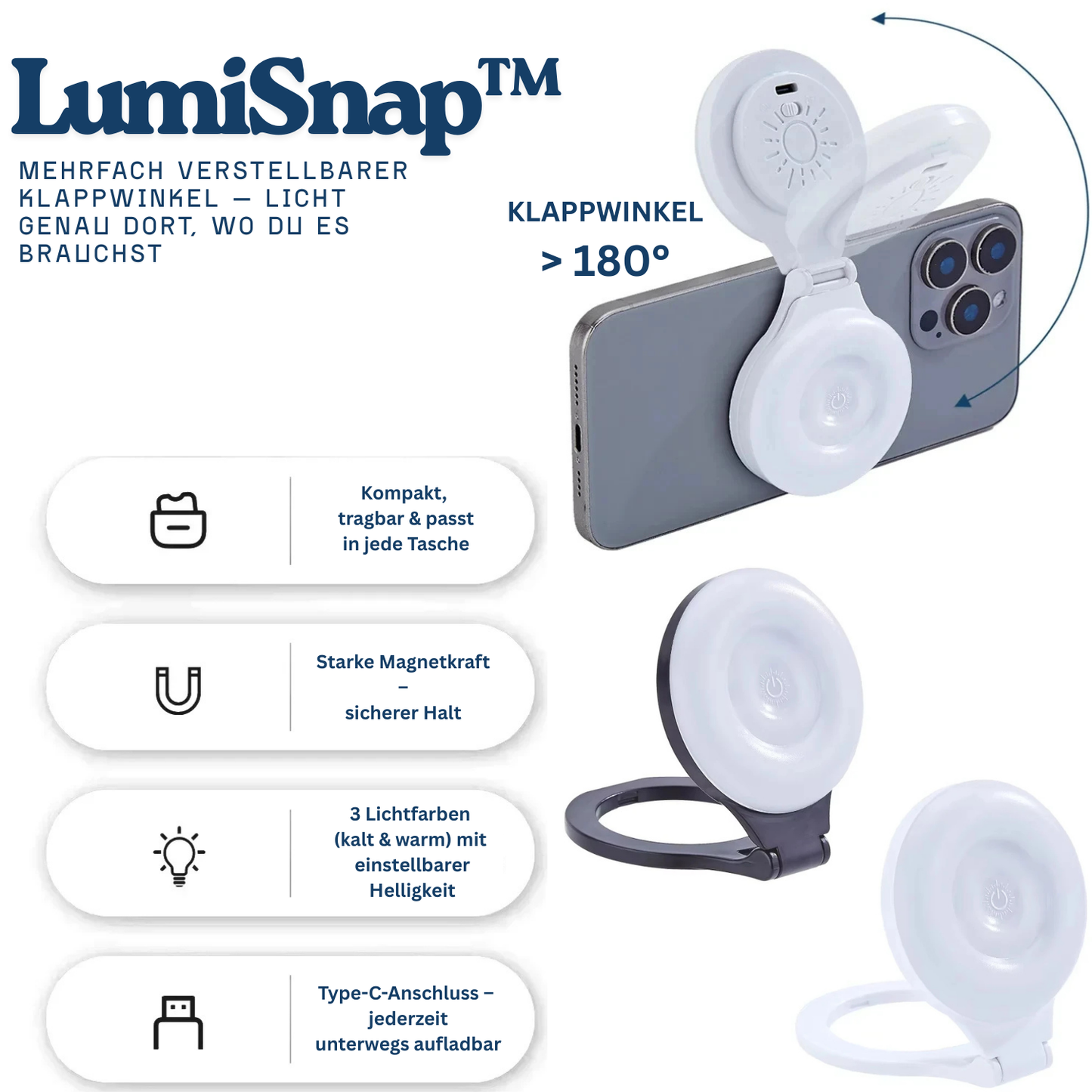 LumiSnap™ – Magnetic LED Selfie Light